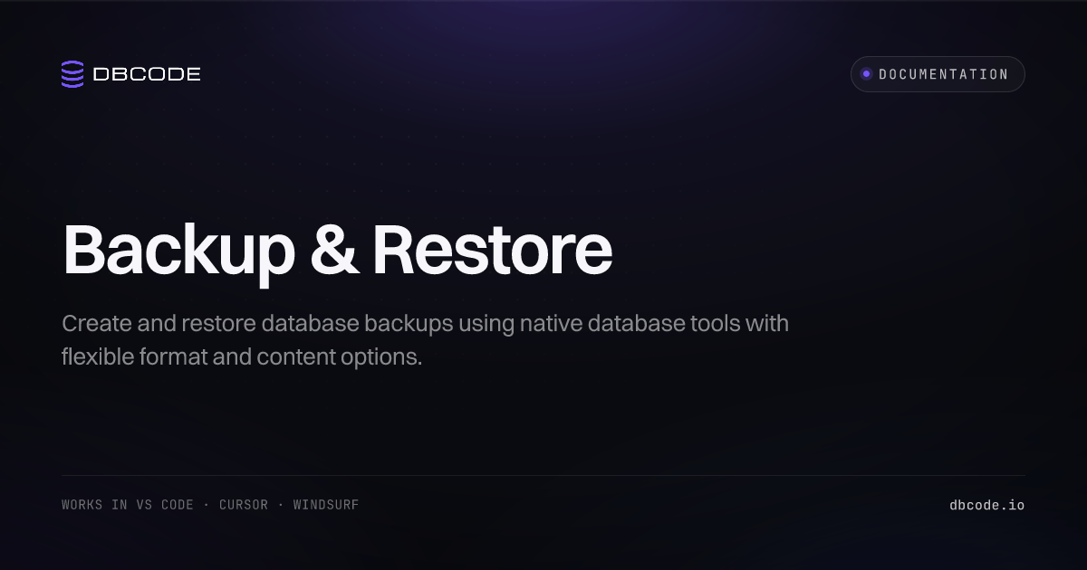 Backup & Restore | DBCode