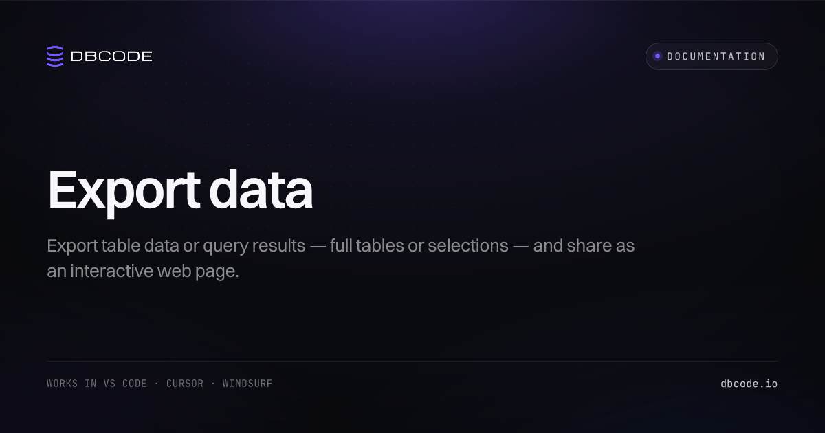 Export data | DBCode