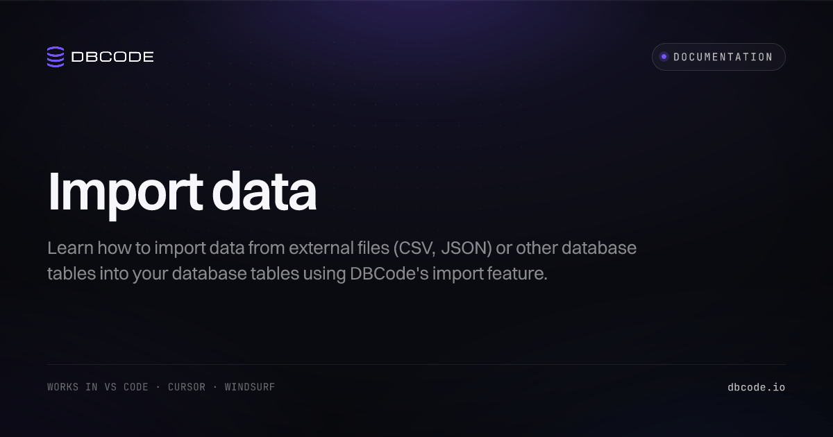 Import data | DBCode