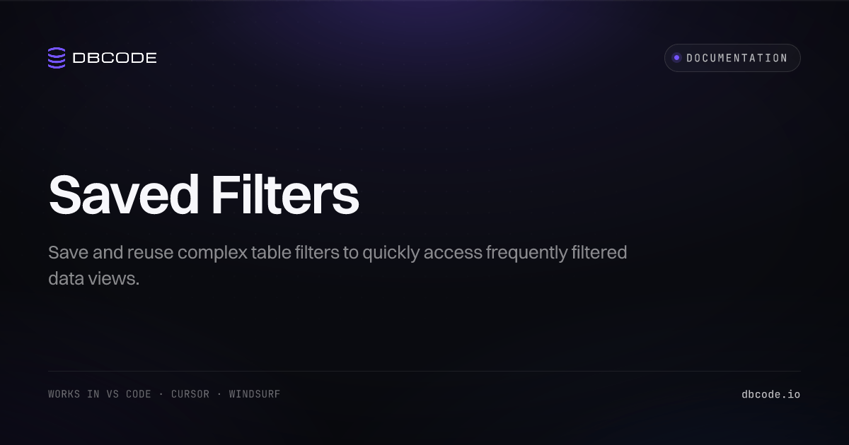 Saved Filters | DBCode
