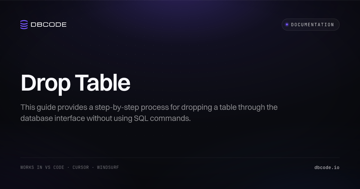 Drop Table | DBCode