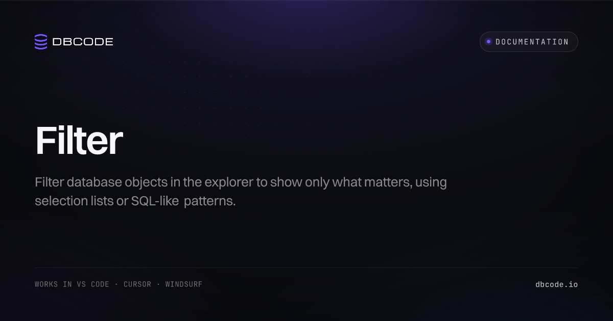 Filter | DBCode