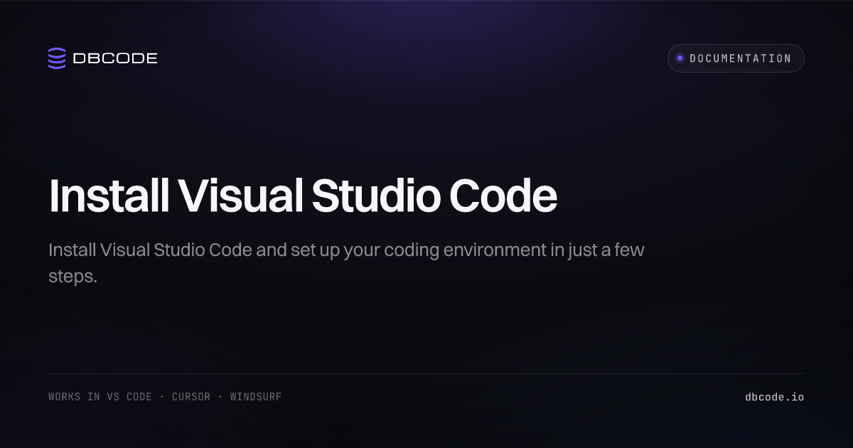 Install Visual Studio Code | DBCode