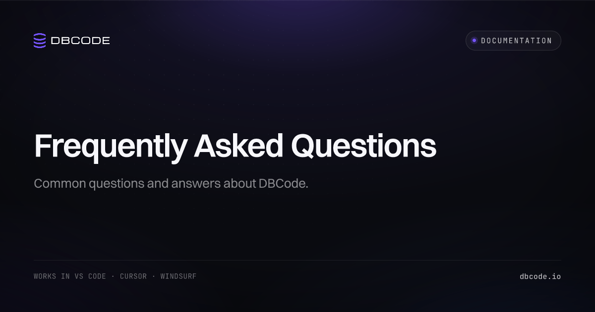Frequently Asked Questions | DBCode