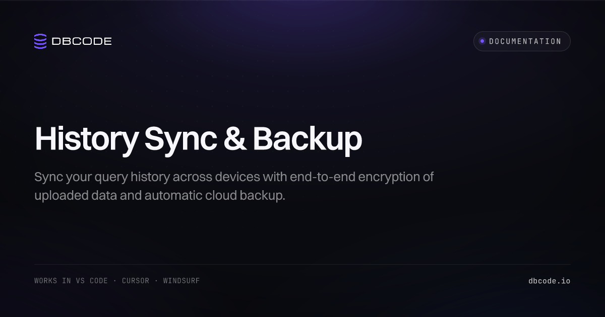 History Sync & Backup | DBCode