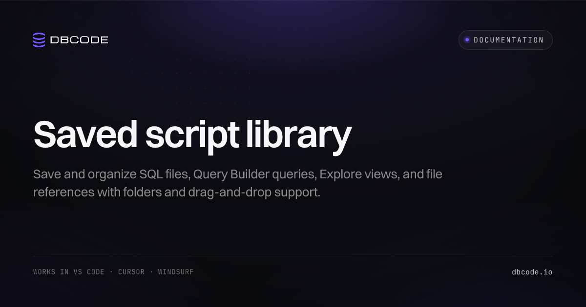 Saved script library | DBCode