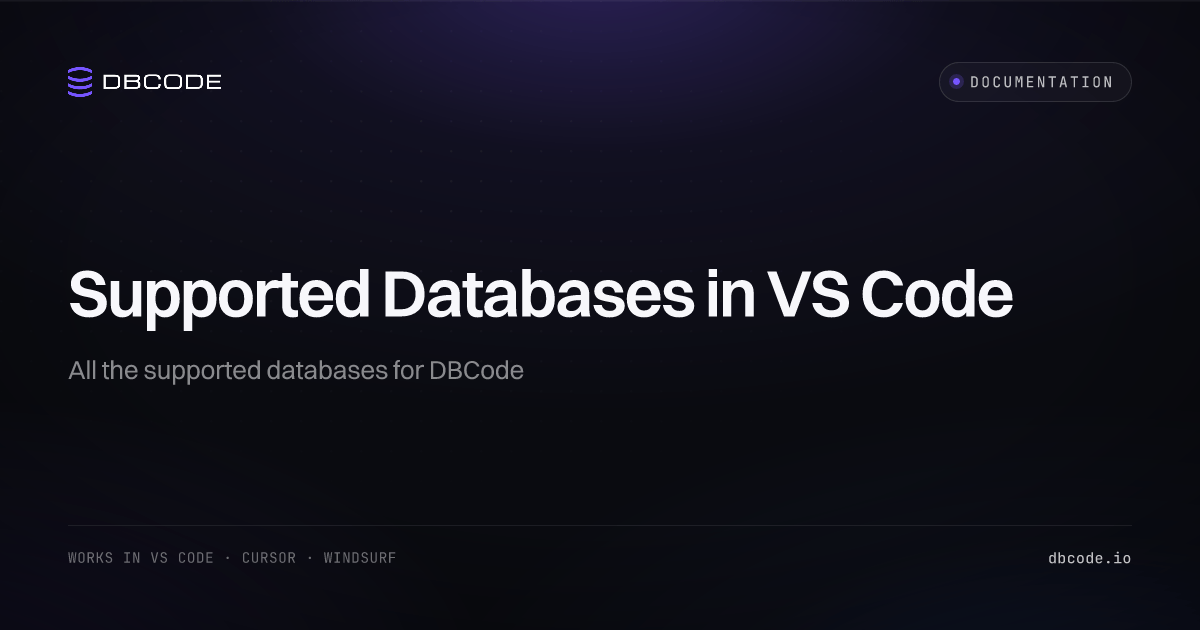 Supported Databases in VS Code | DBCode