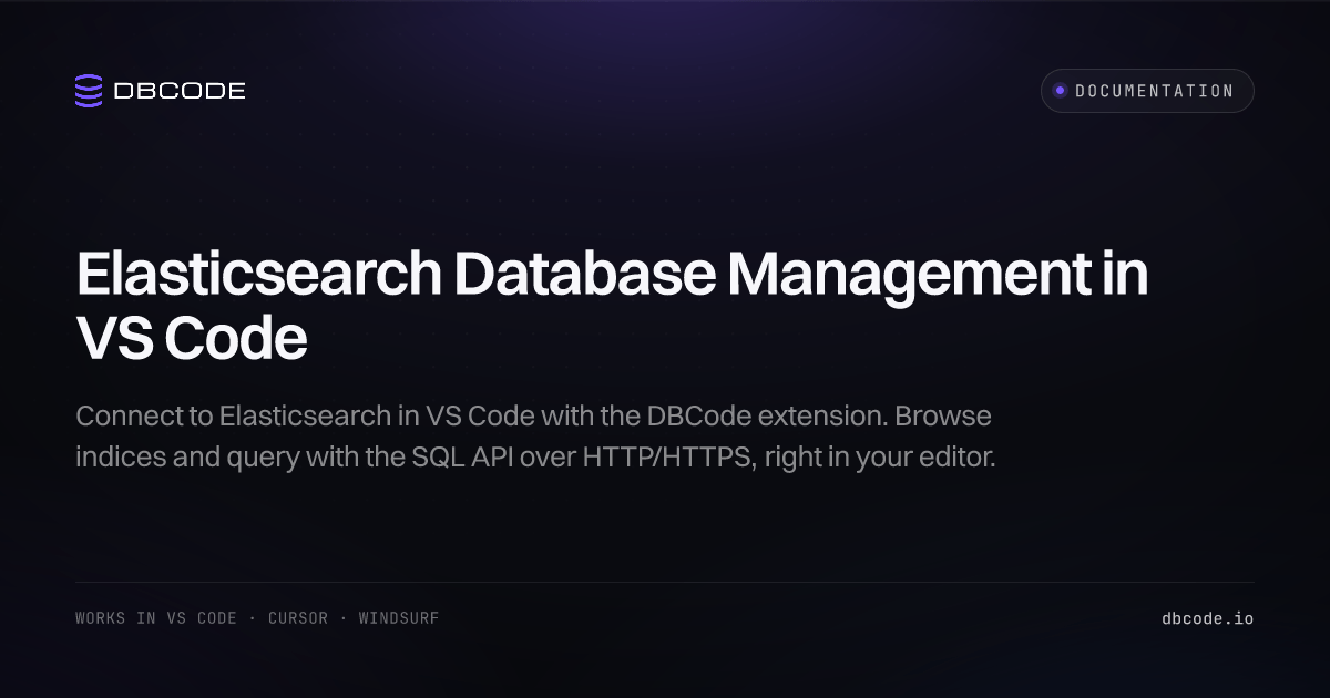 Elasticsearch Database Management in VS Code | DBCode