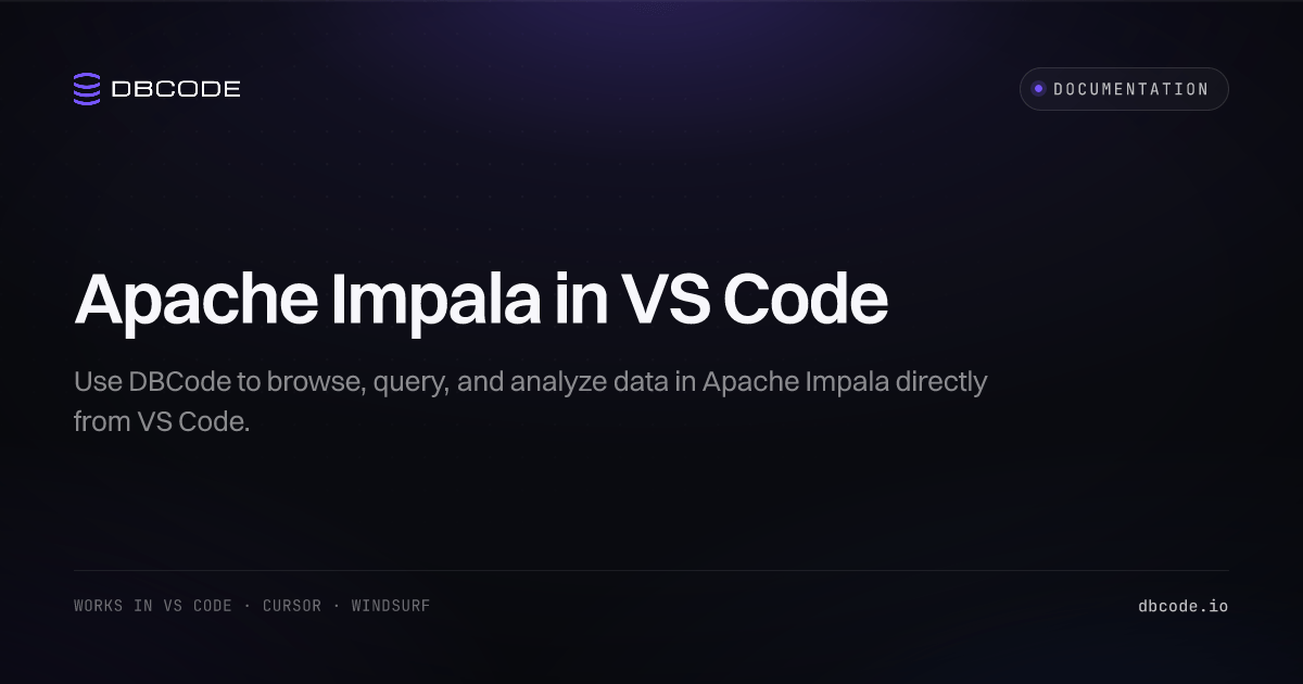 Apache Impala in VS Code | DBCode