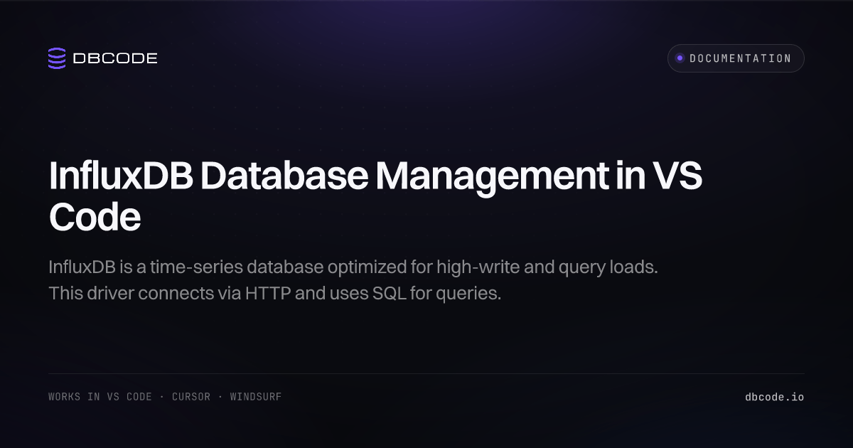 InfluxDB Database Management in VS Code | DBCode