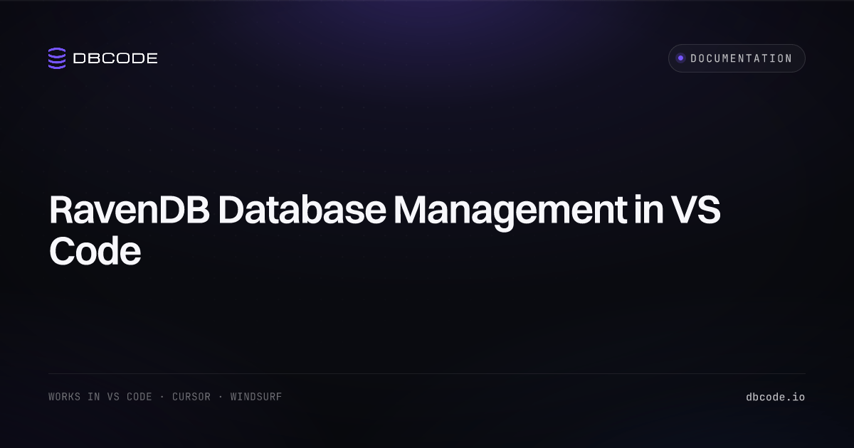 RavenDB Database Management in VS Code | DBCode