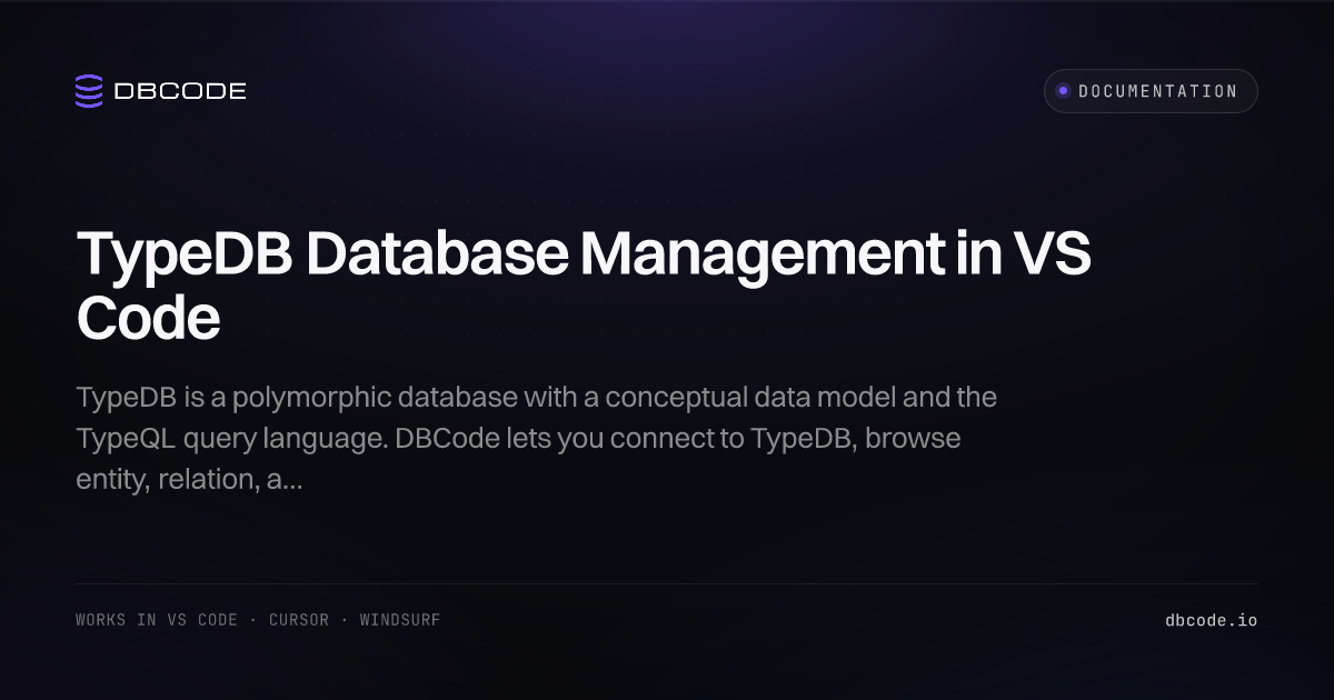 TypeDB Database Management in VS Code | DBCode