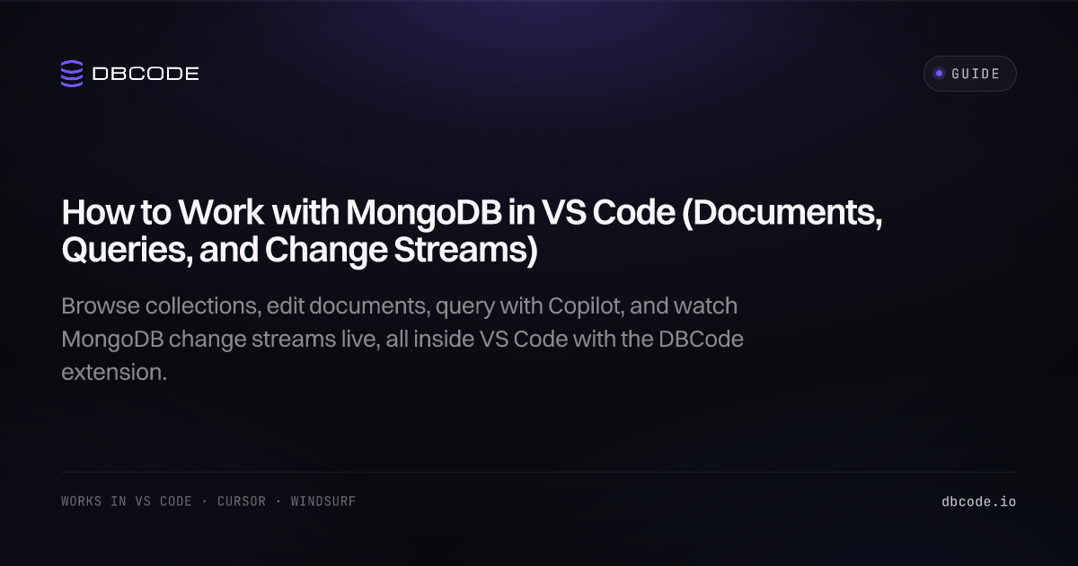 DBCode. How to Work with MongoDB in VS Code (Documents, Queries, and ...